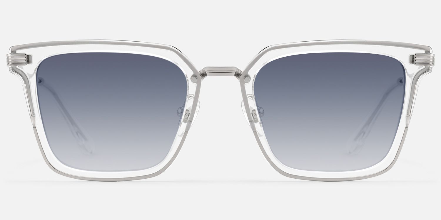 Kassel - Gray Tint Large Transparent Sunglasses | Vooglam Angle View