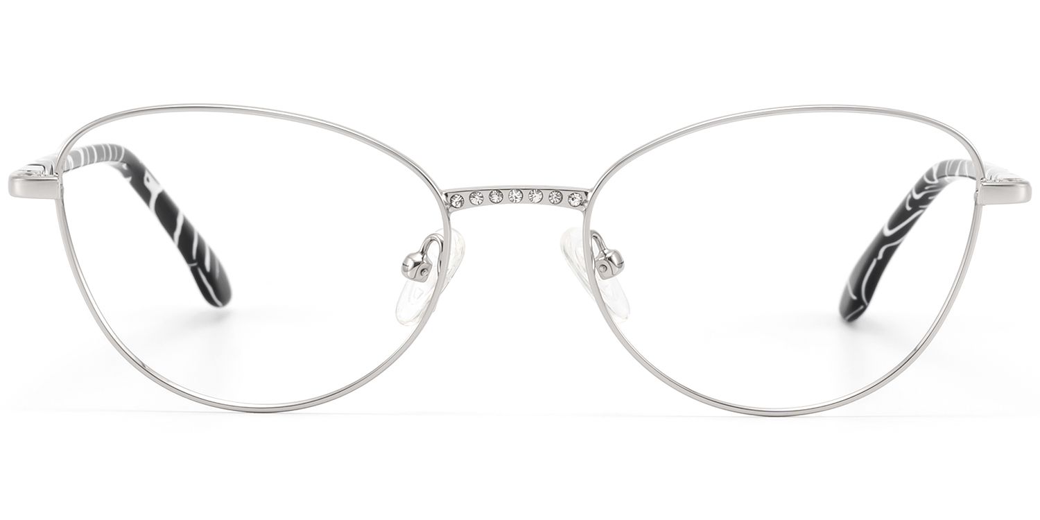 Frame Size of Starlette - Cat Eye Silver Eyeglasses | Vooglam
