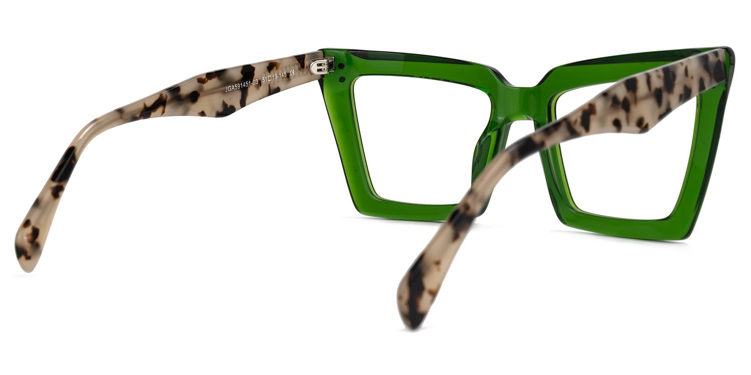Eduardo - Square Green Eyeglasses | Vooglam Side View