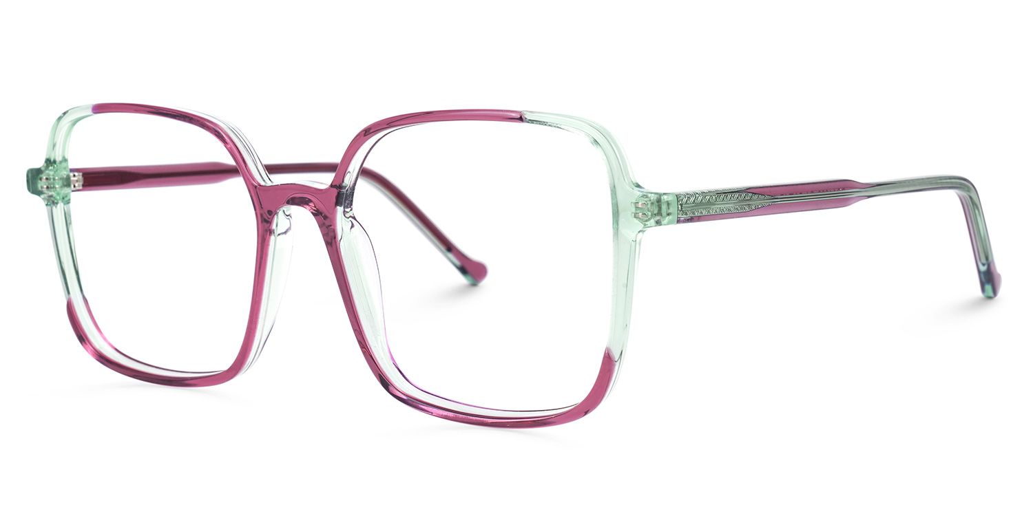 Delphina - Square Purple Eyeglasses | Vooglam Front View