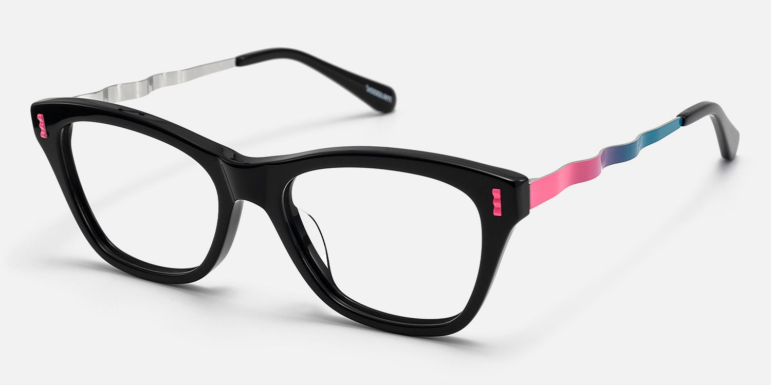 Hype - Square Black Eyeglasses | Vooglam Front View