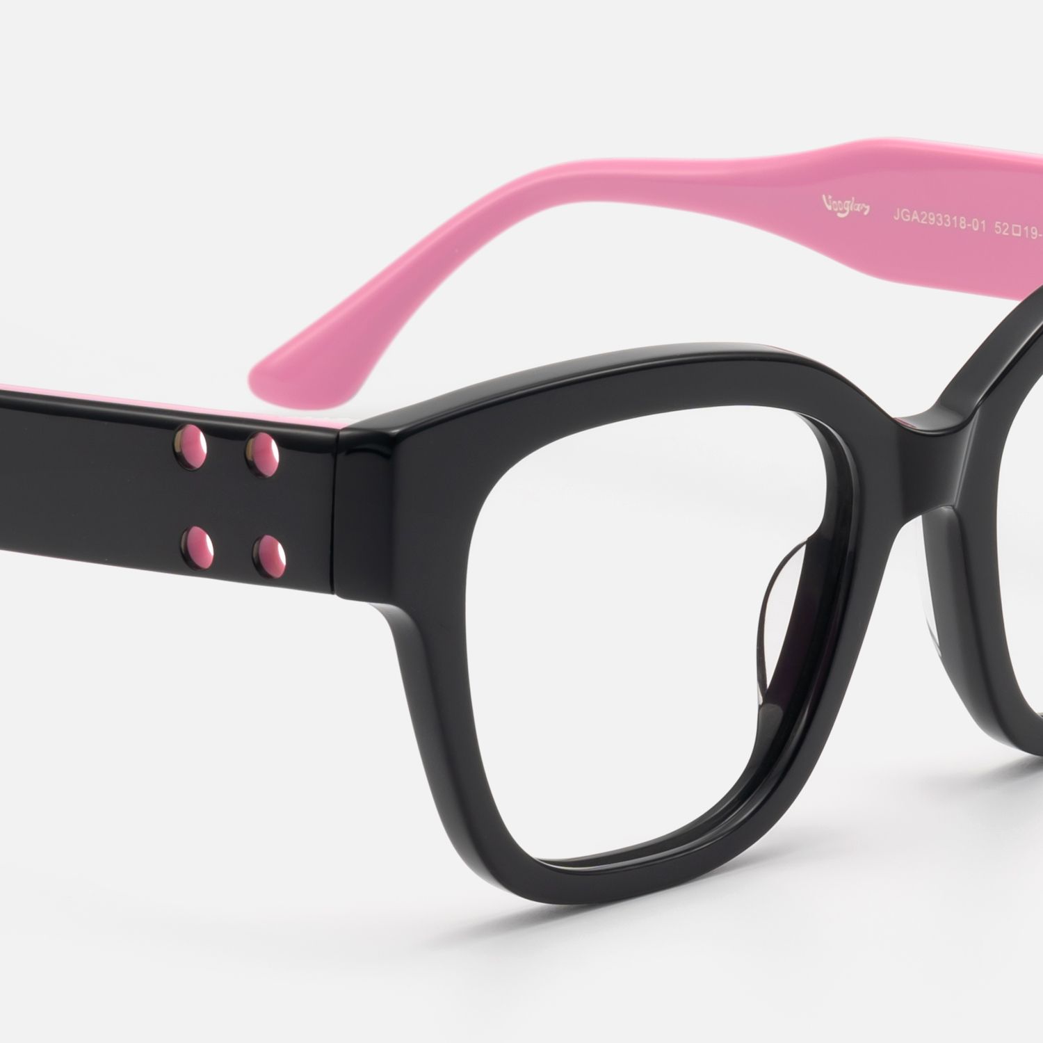 Lorette - Square Black Eyeglasses | Vooglam Design Details