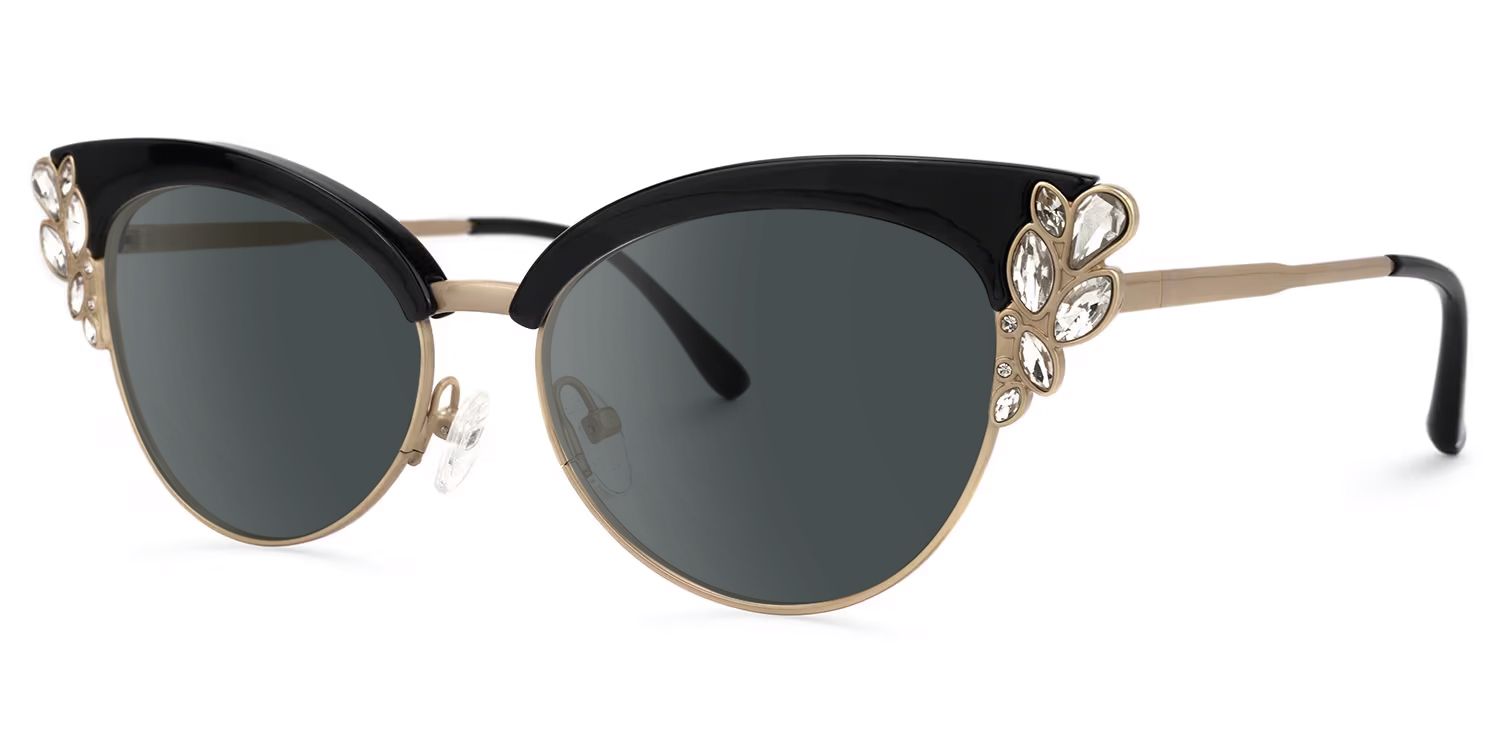 Portia - Black Browline Sunglasses | Vooglam Front View