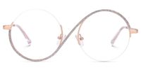 Manley - Glitter-Accented Rose Gold Round Glasses | Vooglam Angle View