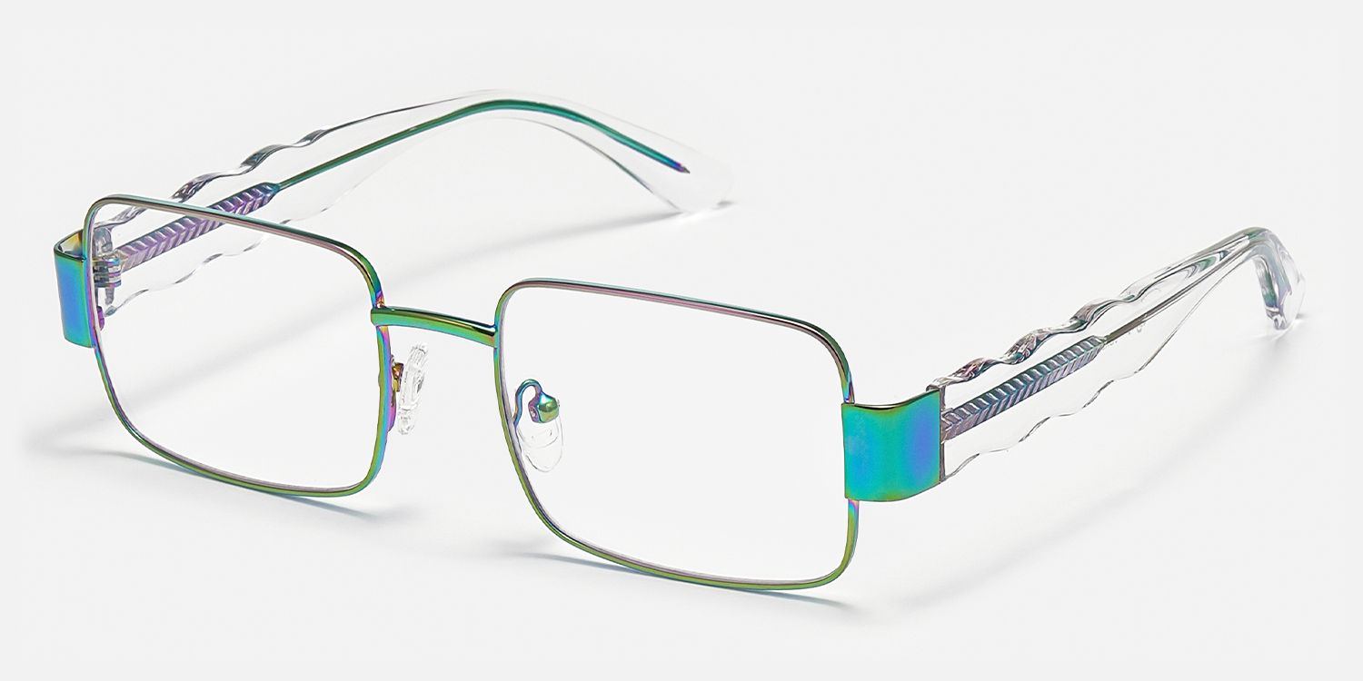 Odelya - Rectangle Multicolor Eyeglasses | Vooglam Front View