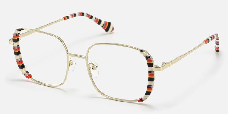 Milana - Square Black/Red Eyeglasses by Vooglam