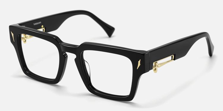 Stiletto - Black & Gold Sword Rectangle Glasses | Vooglam