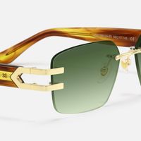 Aurum - Green Tint Rimless Sunglasses | Vooglam Design Details