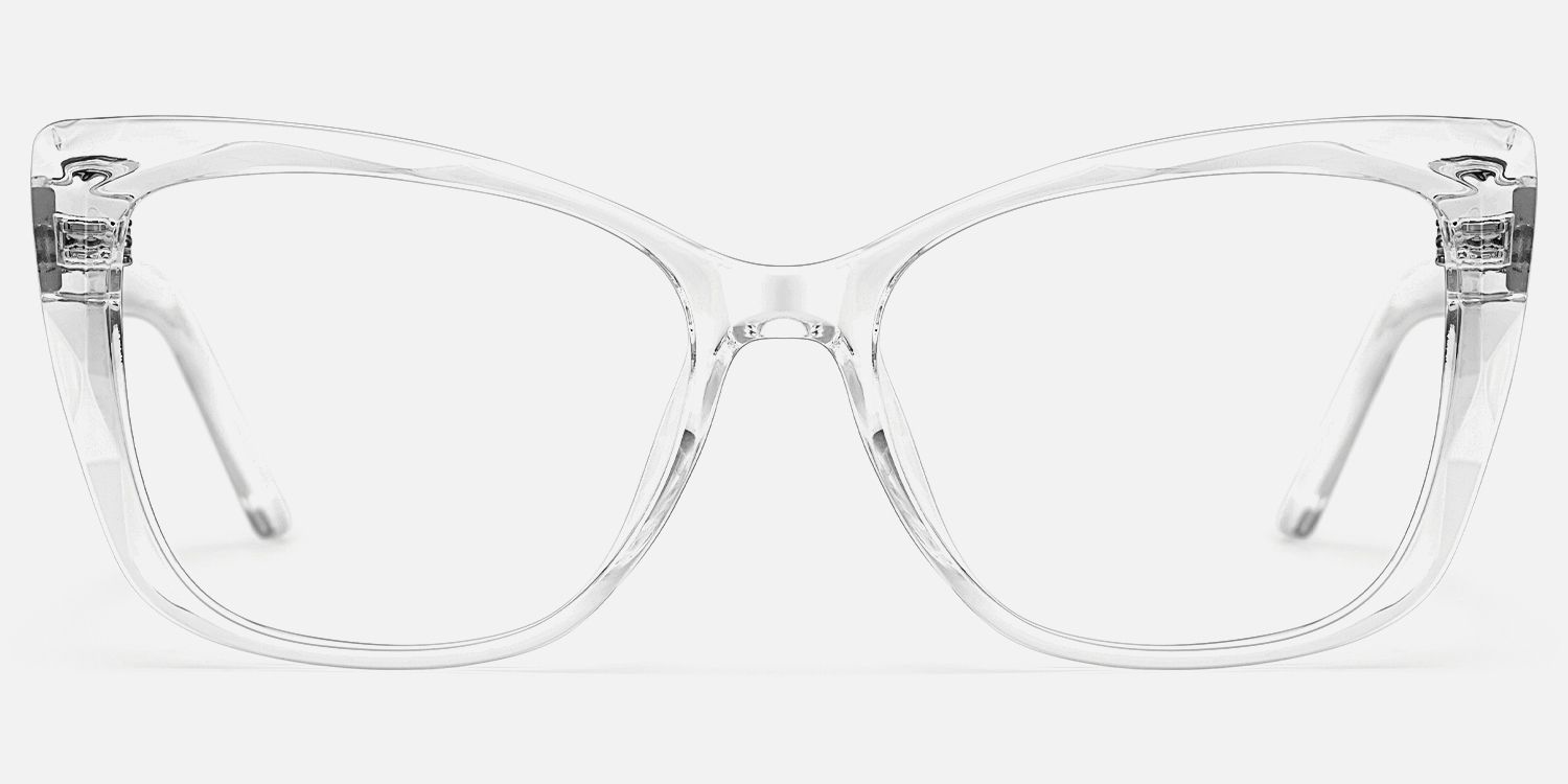 Raquel - Sleek Crystal Clear Frame Glasses | Vooglam Angle View