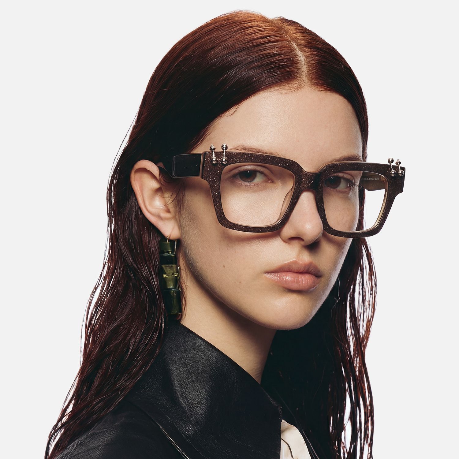 Pierce - Pearlescent Brown Pierced Punk Glasses | Vooglam