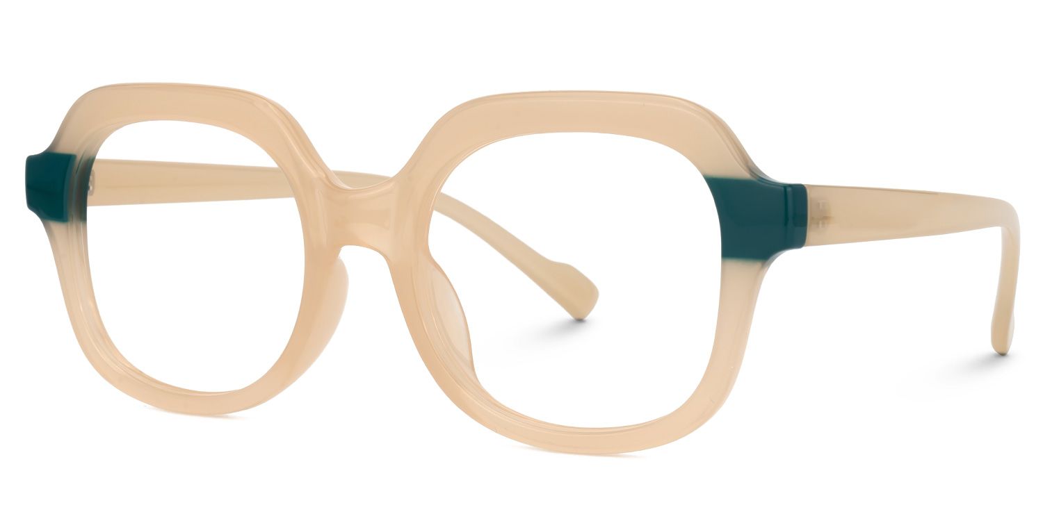 Fadil - Square Champagne Eyeglasses | Vooglam Front View