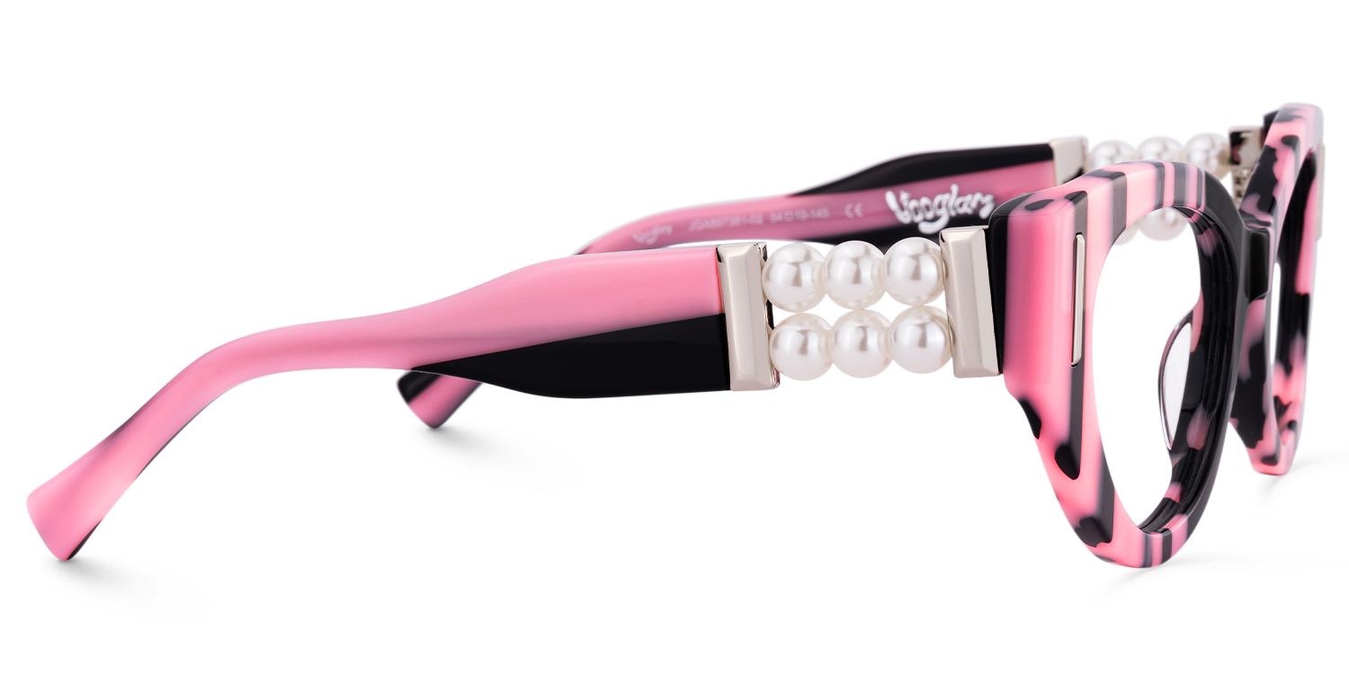 Sadah - Unique Pink-Zebra Pattern Cat Eye Glasses | Vooglam 4