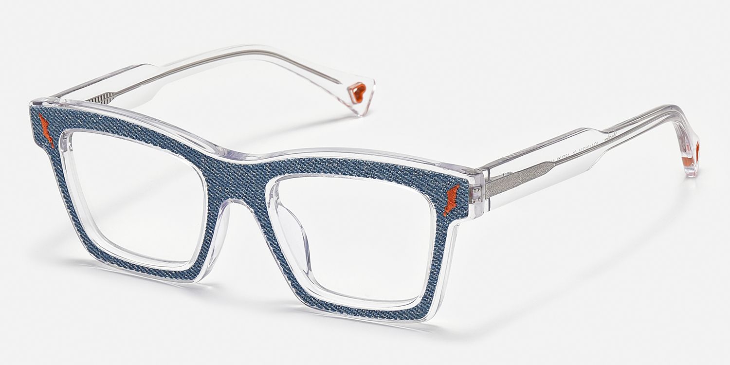Ganya - Square Blue Eyeglasses | Vooglam Front View