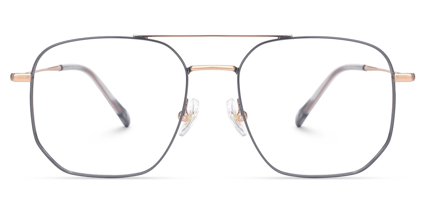 Emke - Aviator Grey Eyeglasses | Vooglam Angle View