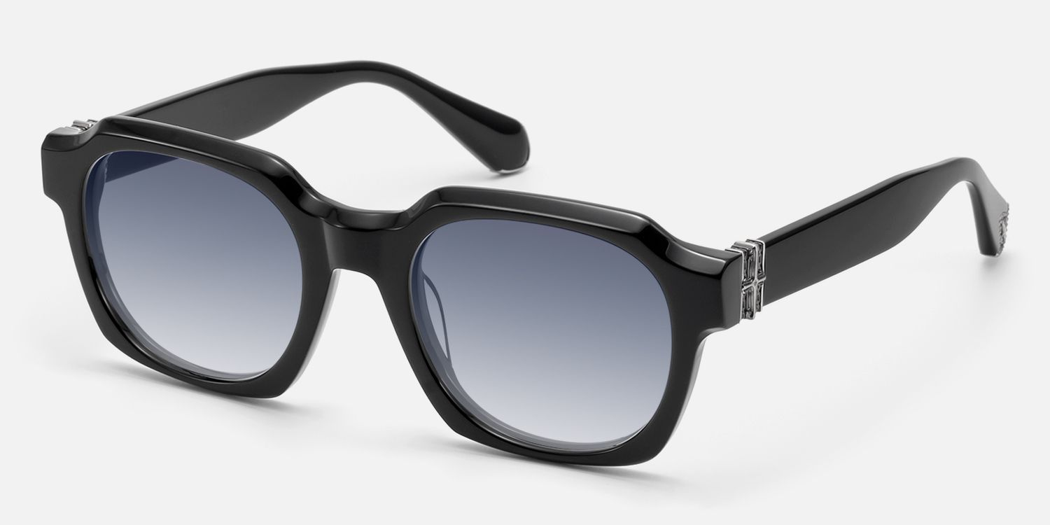 Vernon - Glossy Black Gradient Gray Sunglasses | Vooglam Front View