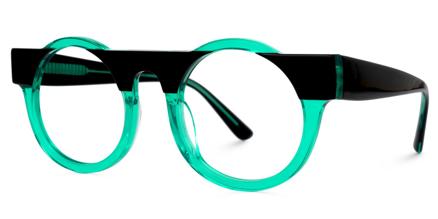 Egon - Round Green/Black Eyeglasses | Vooglam Front View