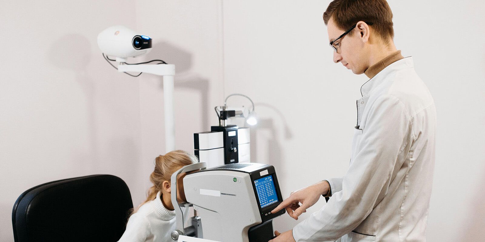 Children undergoing eye examination