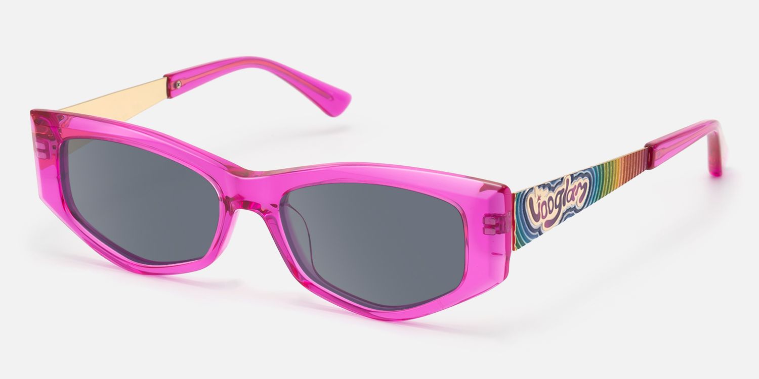 Tahiya - Geometric Pink Sunglasses by Vooglam - Front View
