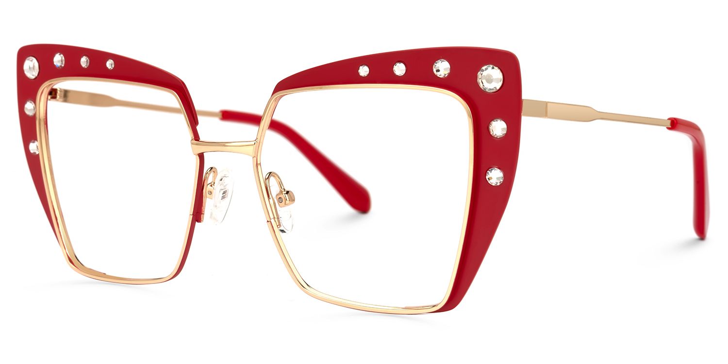 Afrim - Square Red Eyeglasses | Vooglam Front View