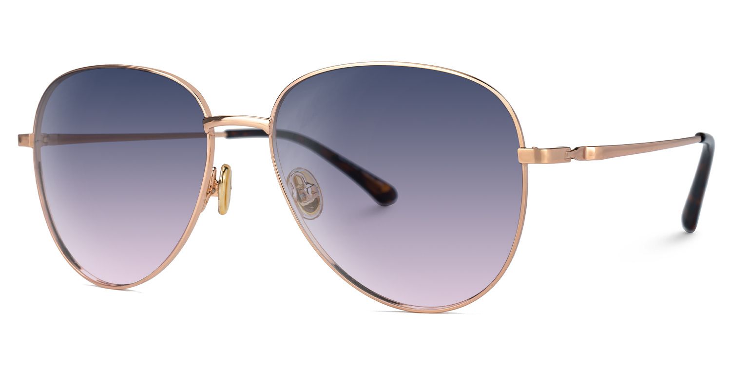Elsbeth - Aviator Gold Sunglasses | Vooglam Front View