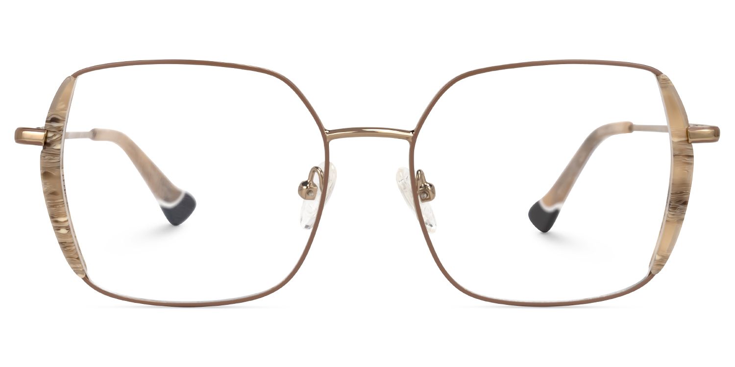 Edimeia - Square Champagne Eyeglasses | Vooglam Angle View