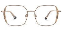 Edimeia - Square Champagne Eyeglasses | Vooglam Angle View
