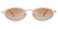 Eliada - Oval Brown Sunglasses | Vooglam Angle View