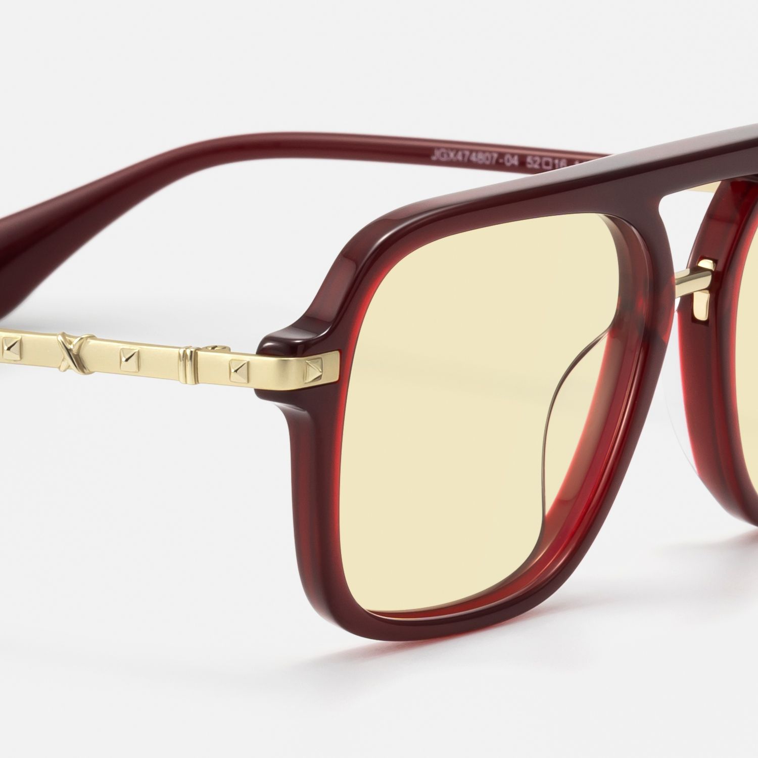 Marfa - Yellow Tint Red Aviator Sunglasses | Vooglam Design Details