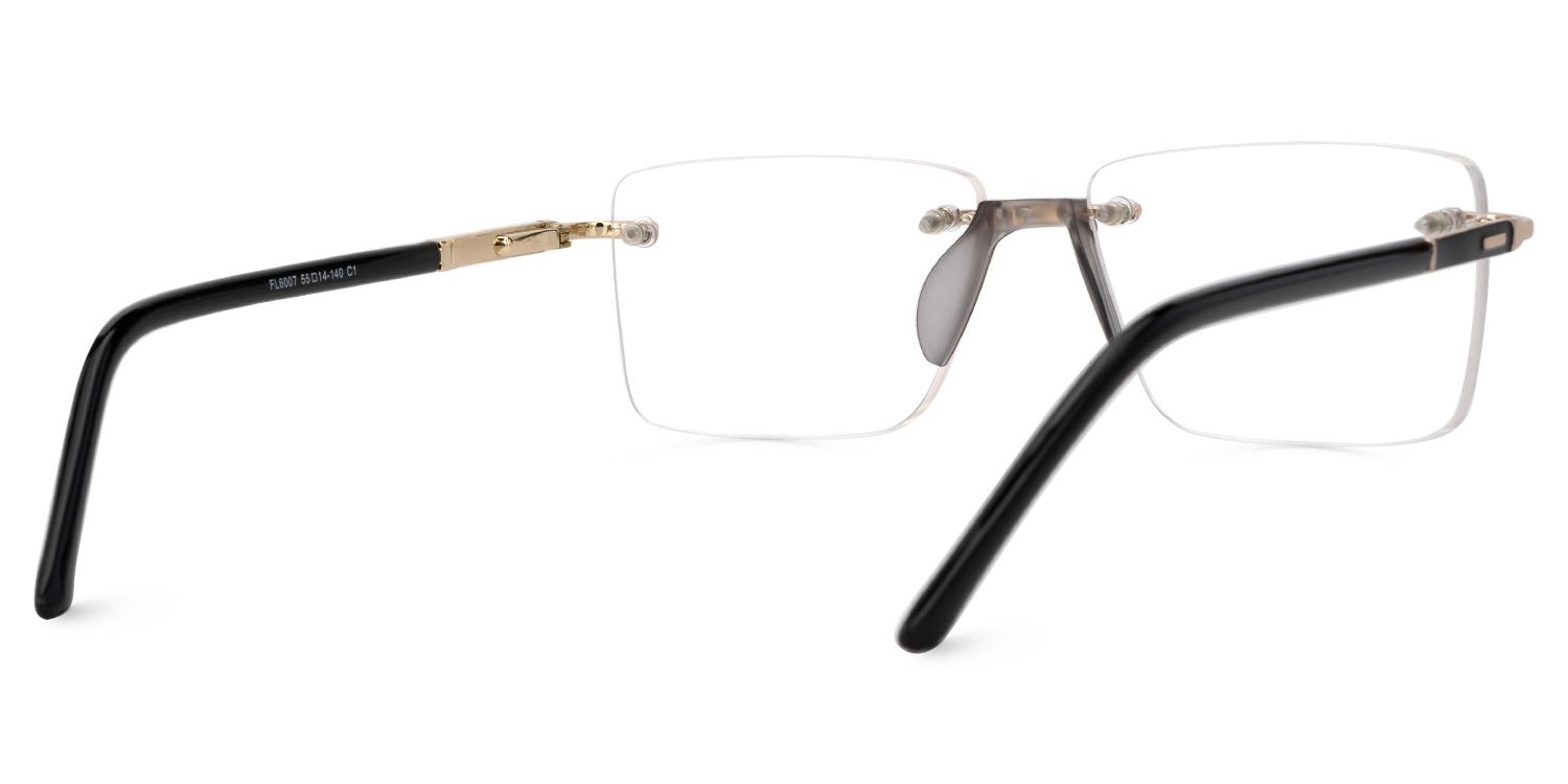 Falcon - Rectangle Gold Eyeglasses | Vooglam Side View