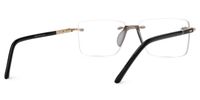 Falcon - Rectangle Gold Eyeglasses | Vooglam Side View