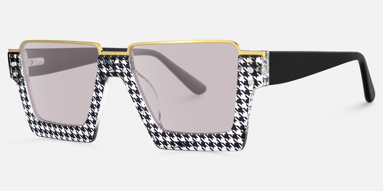 Dardhan - Rectangle Pattern Sunglasses by Vooglam - Front View