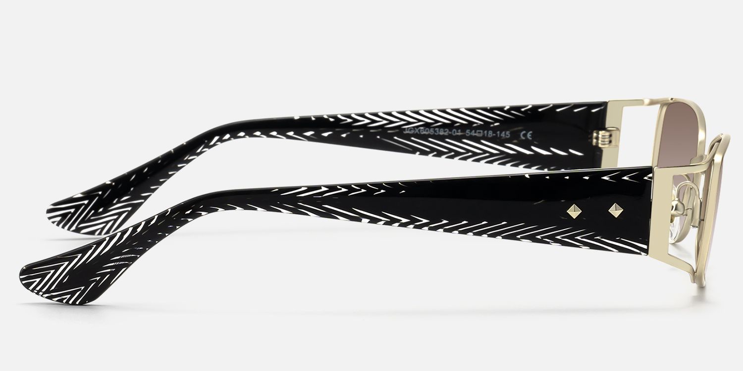 Wren - Gradient Lens Rectangle Gold Sunglasses | Vooglam Side View