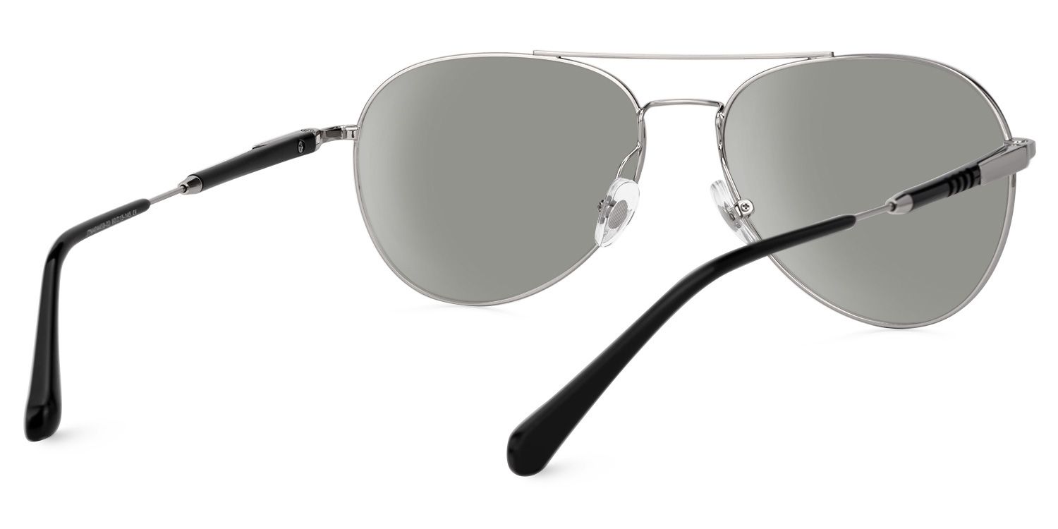 Fahd - Aviator Silver Sunglasses | Vooglam Side View