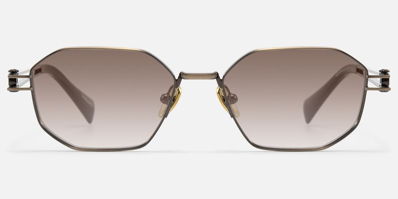 Loos - Gold Double Wire Geometric Sunglasses | Vooglam