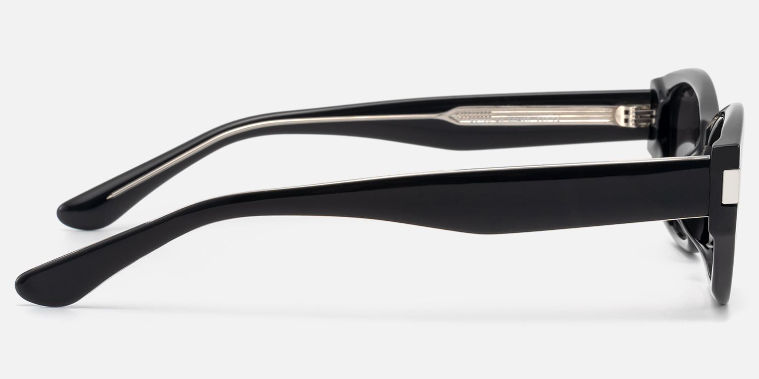 Reign - Geometric Black Sunglasses by Vooglam - Side View