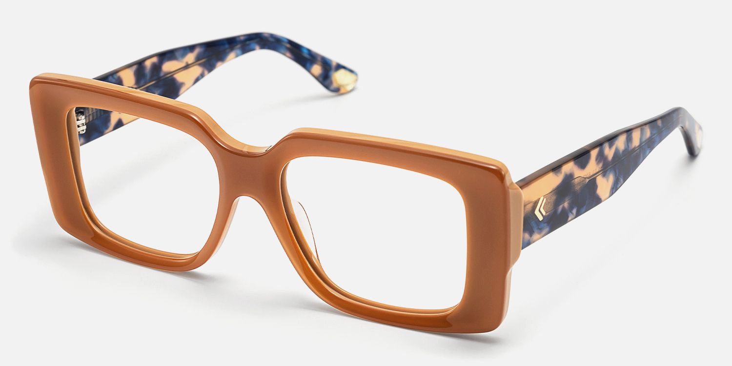 Kente - Rectangle Brown Eyeglasses | Vooglam Front View