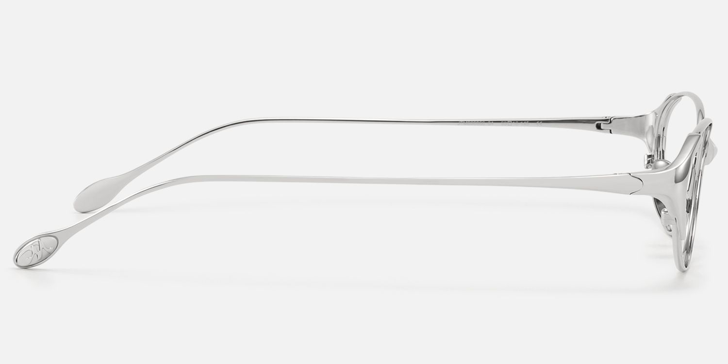 Ebisu - Thin Rimmed Silver Oval Minimalist Glasses | Vooglam Side View