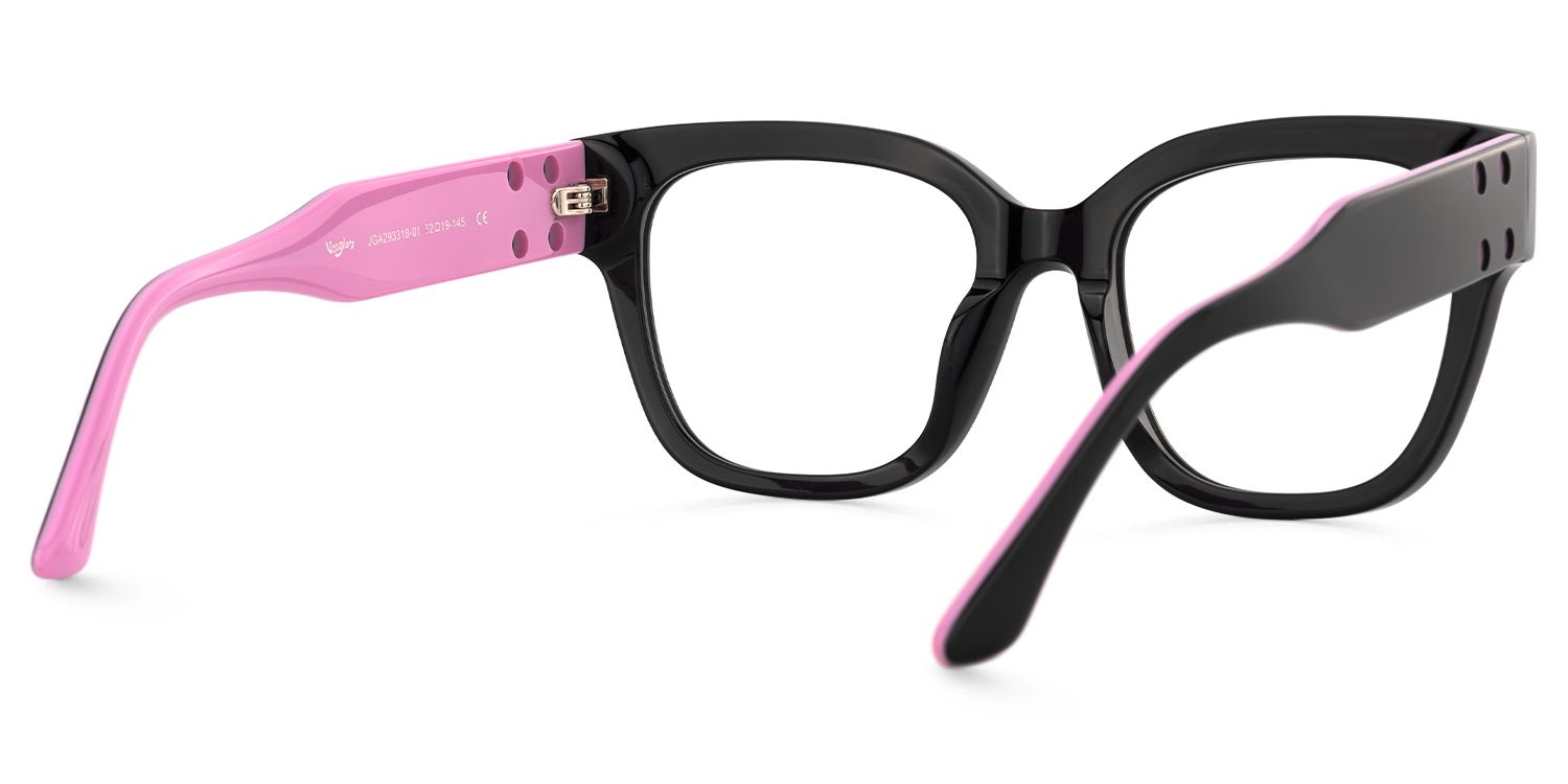 Lorette - Square Black Eyeglasses | Vooglam Side View