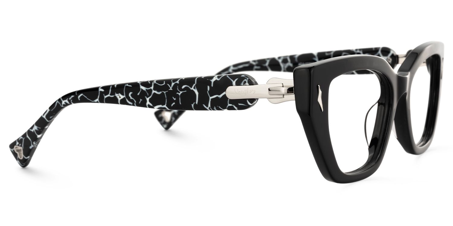 Naiara - Rectangle Black Eyeglasses | Vooglam 4