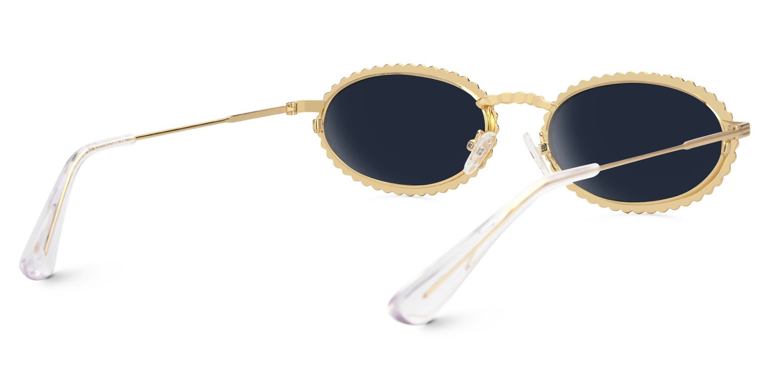 Finnea - Oval Gold Sunglasses | Vooglam Side View