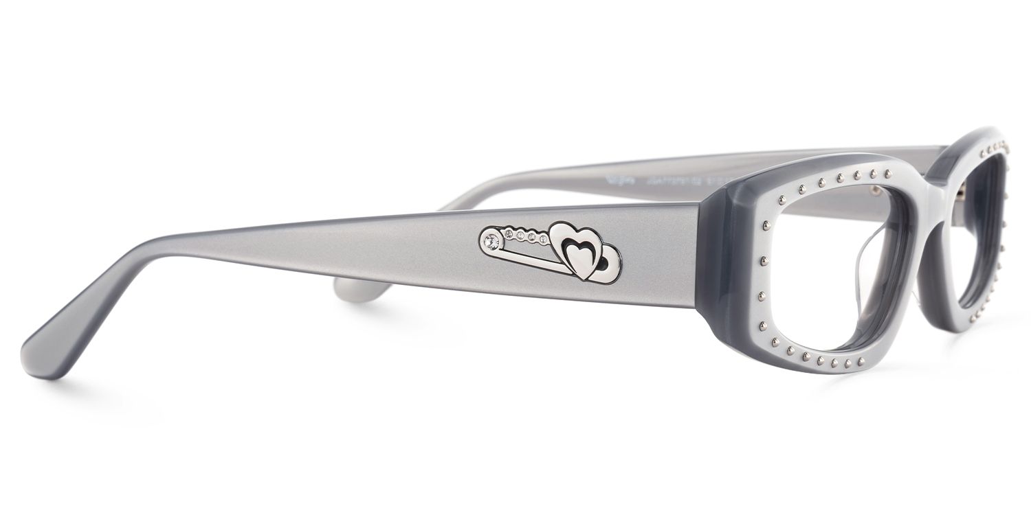 Quentin - Rectangle Silver Eyeglasses | Vooglam 4