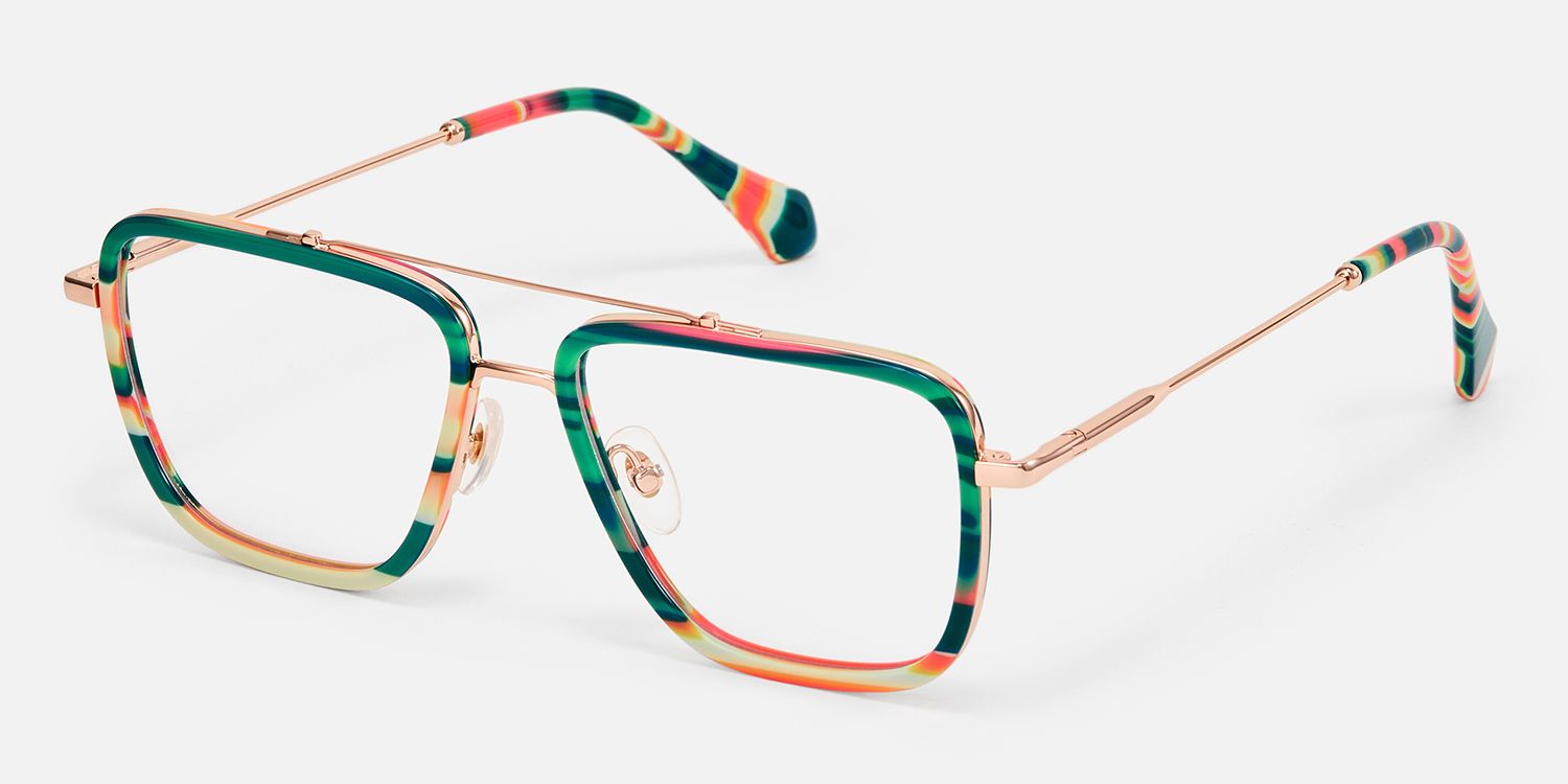 Isla - Aviator Multicolor Eyeglasses | Vooglam Front View