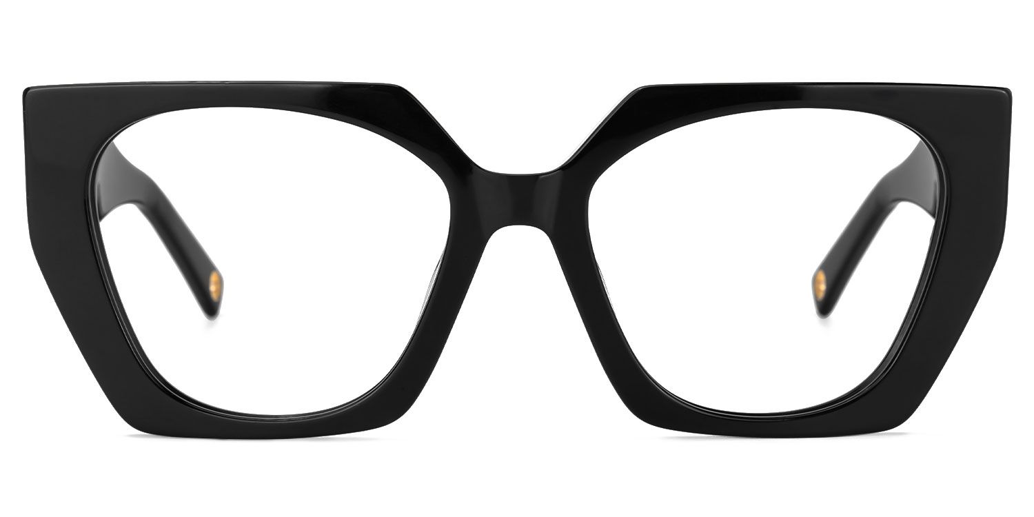 Eliab - Geometric Black Eyeglasses | Vooglam Angle View