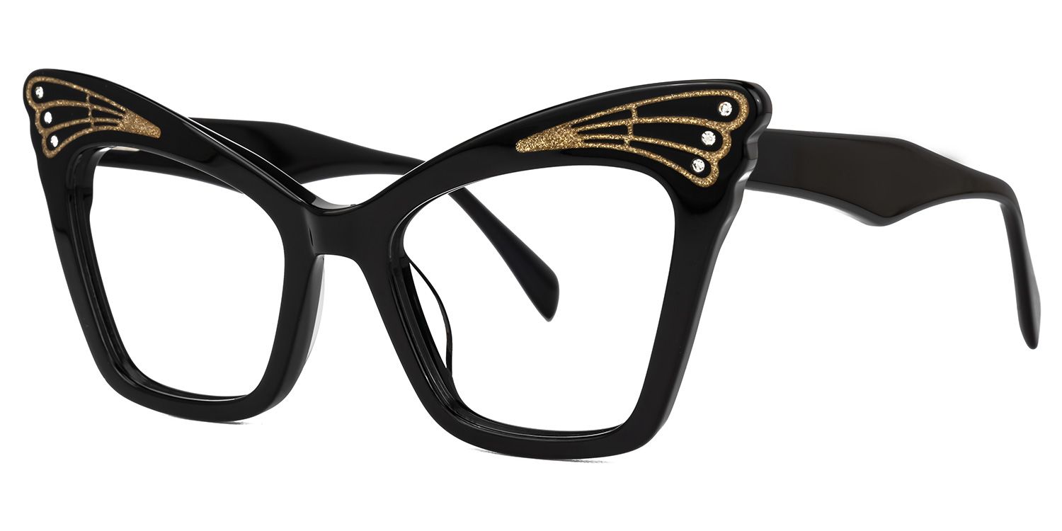 Kalinda - Cat Eye Black Eyeglasses | Vooglam Front View