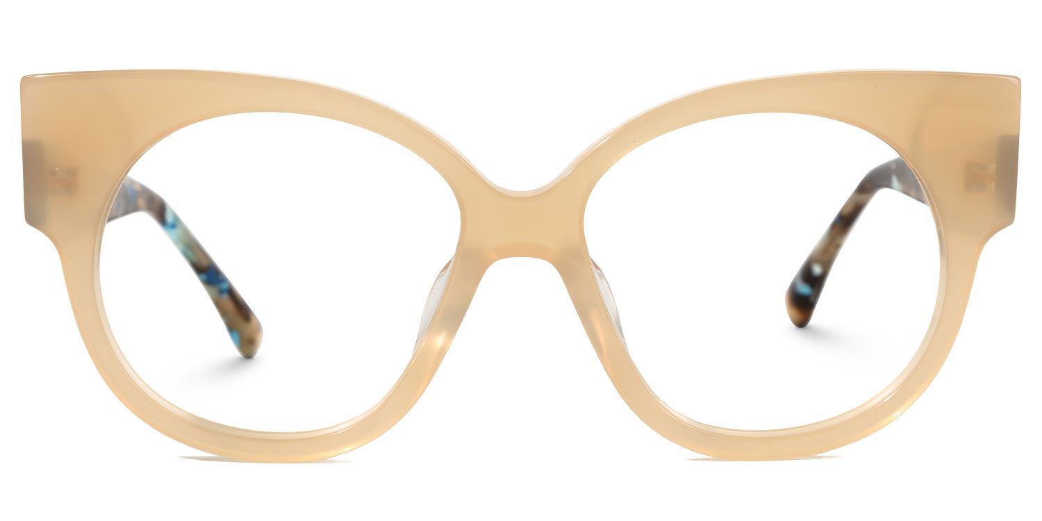 Kineks - Round Champagne Eyeglasses by Vooglam - Angle View