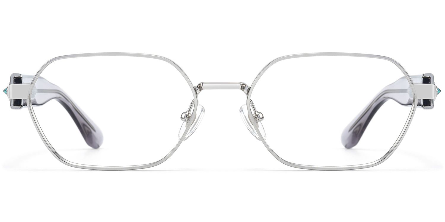 Orion - Silver & Clear Geometric Glasses | Vooglam Product Details 1