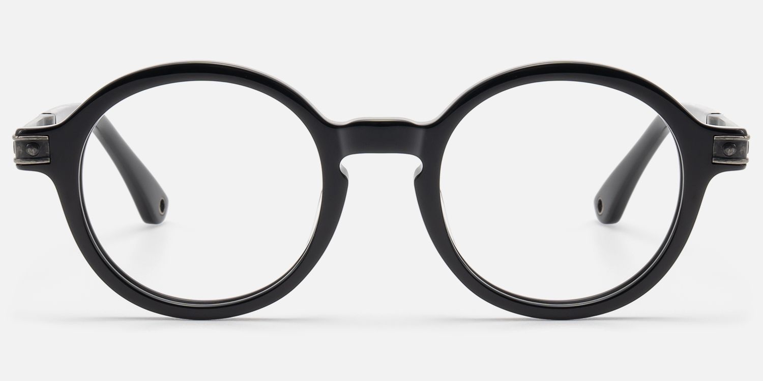 Lennon - Vintage Metal Black Retro Round Frames | Vooglam Angle View