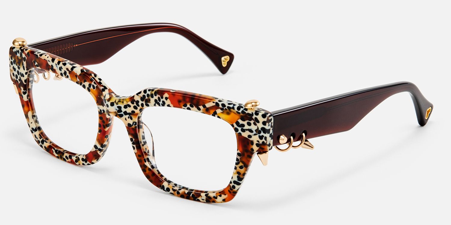 Sabrina - Rectangle Pattern Eyeglasses | Vooglam Front View