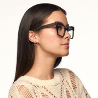 Galarza - Retro Black Glitter Rectangle Glasses | Vooglam On Model 2