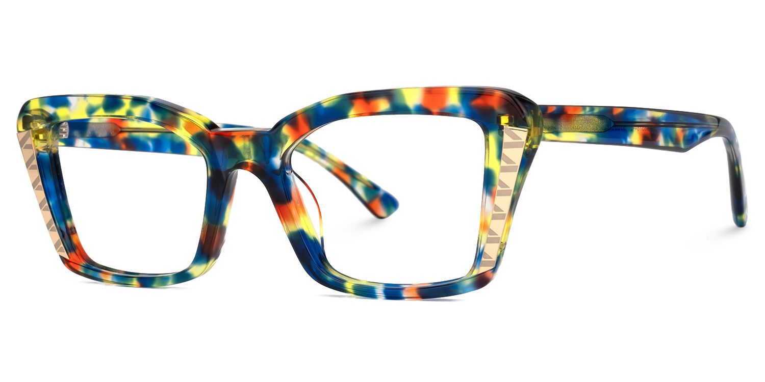 Fiachra - Rectangle Blue/Tortoise Eyeglasses | Vooglam Front View